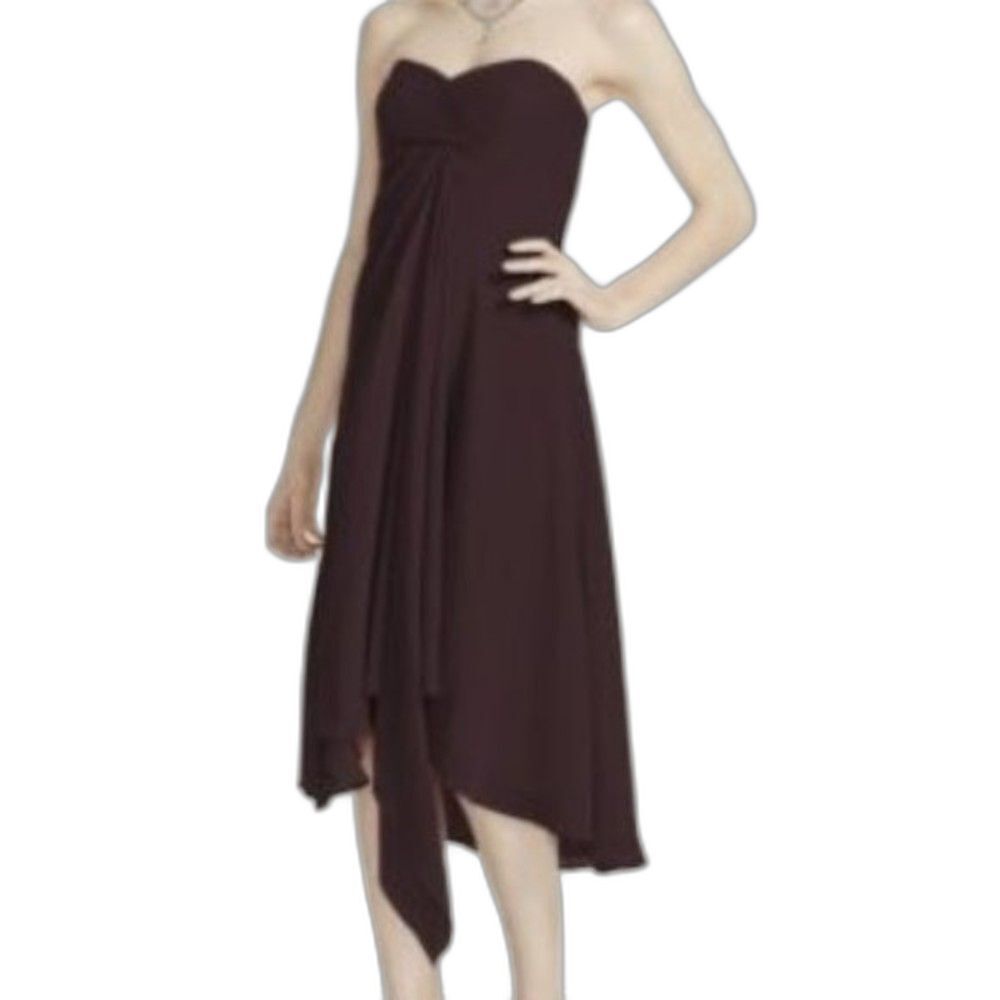 David's Bridal Strapless Chiffon Brown Truffle Dress Size 2